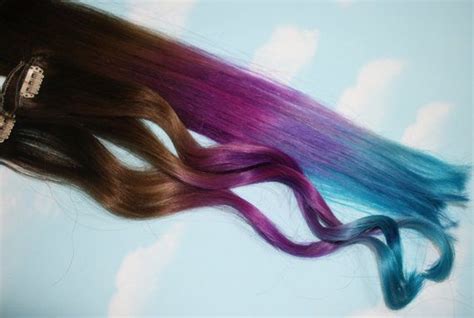 Purple Blue Tie Dye Tips Purple And Turquoise Human Hair Etsy Dip Dye