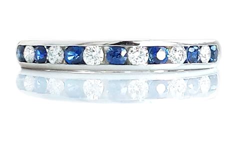 Tiffany And Co Diamond Sapphire Eternity Wedding Channel Set Ring Platin