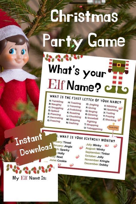 Whats Your Elf Name Christmas Party Game Xmas Party Game Christmas