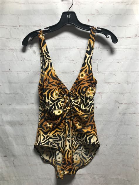 Cheetahjungle Print Lace Up One Piece Swimsuit Boardwalk Vintage