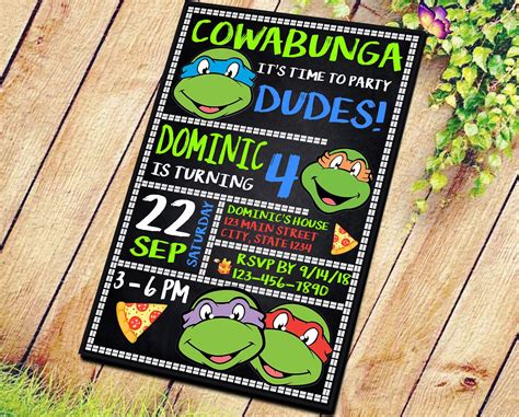 Ninja Turtle Invitation Ninja Turtles Party TMNT Invitation Teenage