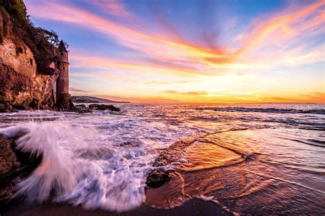 California Landscape Seascape Sunset Colorful Clouds Victoria Beach