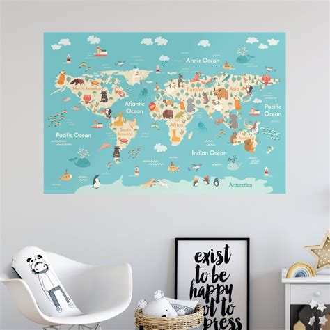 Repositionable Kids World Map