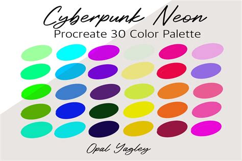 Cyberpunk Neon Procreate Color Palette Graphic By Opalyagley