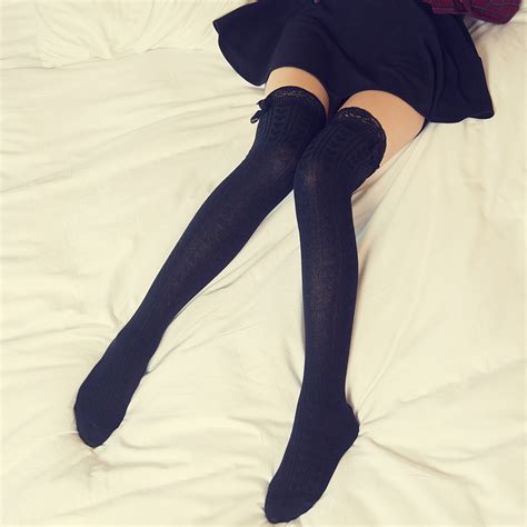 Autumn Winter Warm Stockings Lace Bow Japanese Girls Kawaii Knee Socks