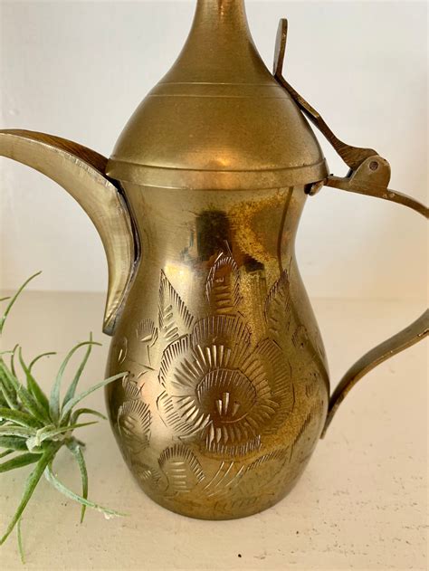 Vintage Brass Dallah Turkish Middle Eastern Islamic Arabic Etsy