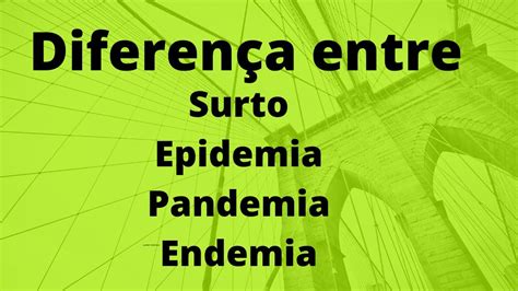 Entenda A Diferença Entre Surto Epidemia Pandemia E Endemia Youtube