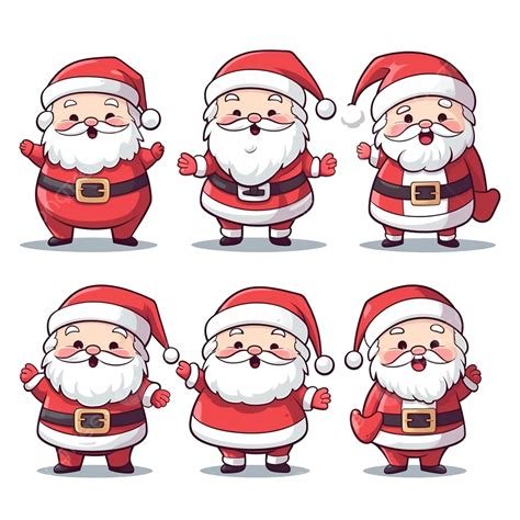 Cute Character Santa Claus Collection Christmas Character Set Of Santa Claus Cartoon Cute