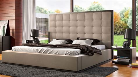Taupe Leather And Wenge Siena Platform Bed Zuri Furniture Luxury