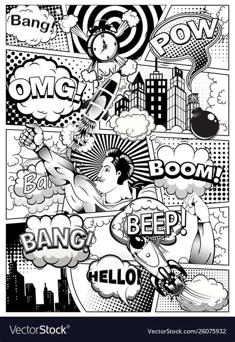 Black And White Comic Book Page Download A Free Preview Or High Quality Adobe Illustrator Ai