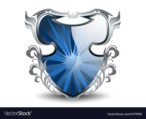 Elegant Blue Shield Royalty Free Vector Image Vectorstock