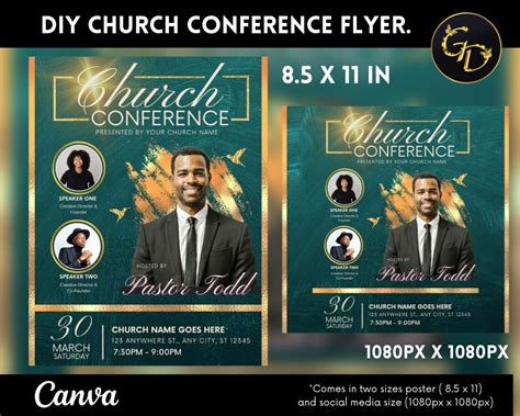 Church Flyer Template For Canva Diy Church Conference Flyer Church