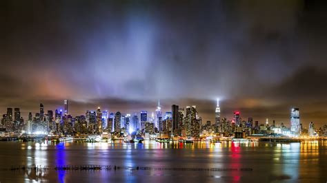 New York City Landscape Night Time Weehawken United States Best Hd