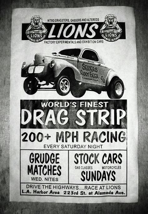 Lions Drag Strip Poster Racing Posters Drag Racing Cars Dragsters