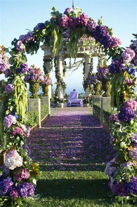 Purple Flower Arch Wedding Ceremony Decorations Outdoor Purple