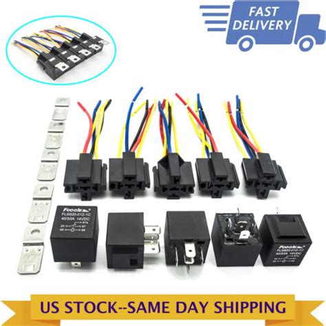5pcs Dc 12v Car Spdt Automotive Relay 5 Pin 5 Wires Wharness Socket 30