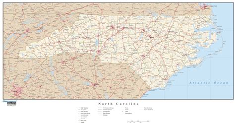 North Carolina Wall Map With Roads By Map Resources Mapsales