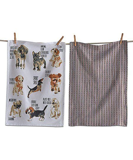 Tag White Friendly Dogs Dish Towel Set Of Two Zulily
