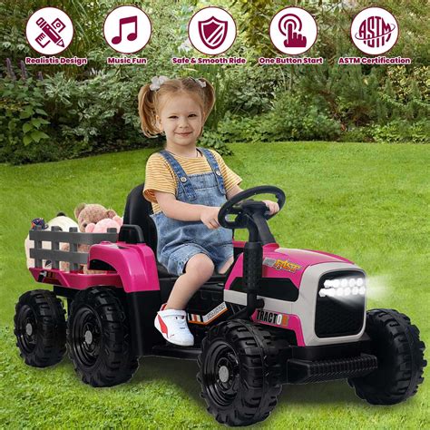 12v Battery Powered Ride On Tractor Electric Rugged 6 Wheeler Ride On