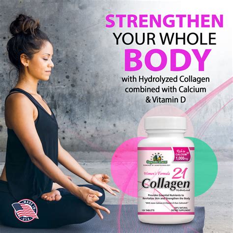Collagen 21 Hydrolyzed Collagen For Women 100 Natural 120 Tablets