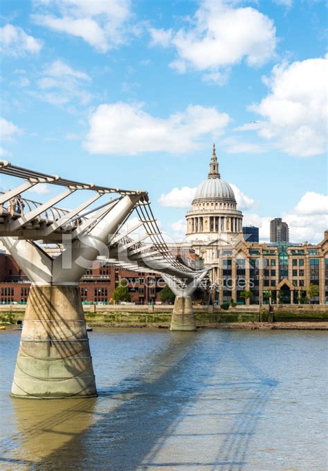 St Pauls Cathedral And The Millennium Bridge In London Stock Photo