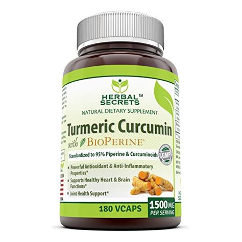 herbal secrets turmeric curcumin with bioperine dietary supplement 1500 mg per serving 180