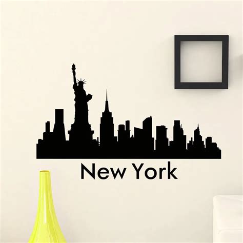 Wall Sticker Vinyl Art Mural New York City Skyline City Silhouette