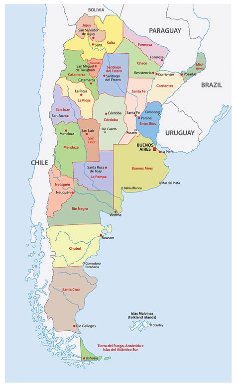 Large Detailed Political And Administrative Map Of Argentina With Images