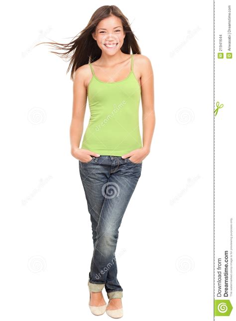 Happy Teen Student Full Body On White Background Stock Photo Image Of