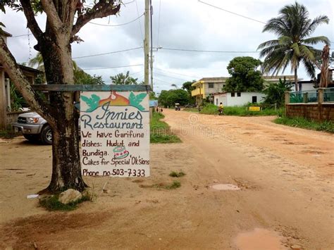 If coming by bus, you have three options to get into town. Hoofdstraat In Hopkins, Belize, Met Inbegrip Van Teken ...