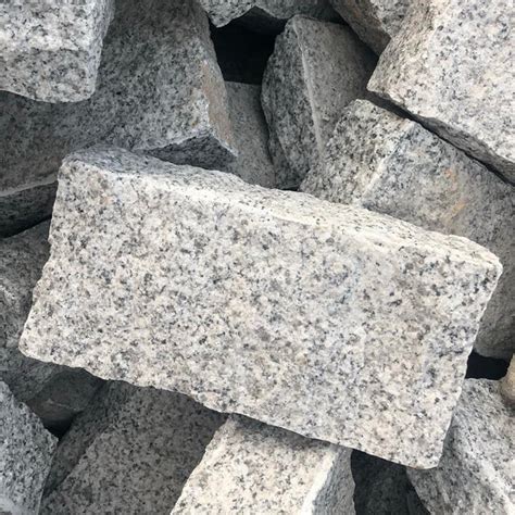 Silver Grey Granite Setts Cobbles Cropped 200x100x50 Stone Paving Direct