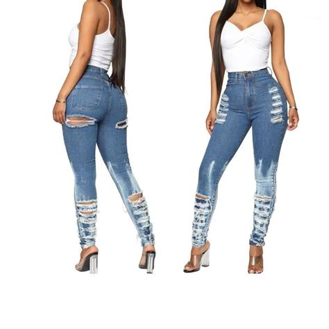 Sexy Front Back Ass Hole Denim Cut Out Stretch Skinny Jeans Woman High Waist Ripped Budestroyed