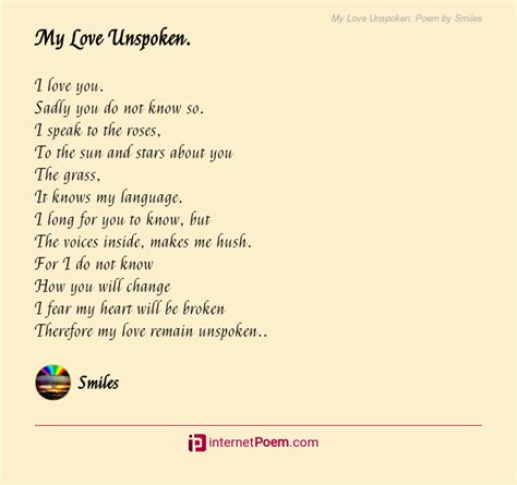 My Love Unspoken Poem By Smiles