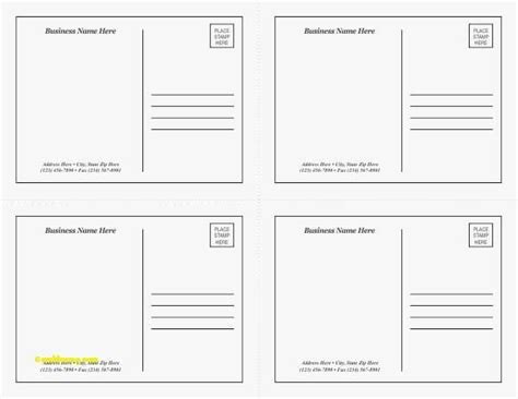 Avery Postcard Template 4 Per Sheet Cards Design Templates