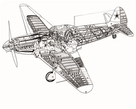 Yakovlev Yak 9 Cutaway Drawing In High Quality