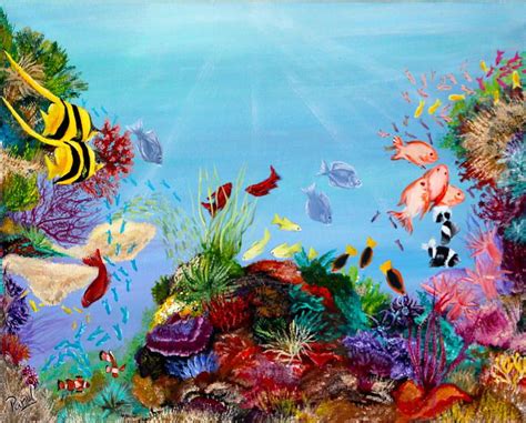Paint activity for kids, learn about animals. coral paintings | The Coral Reef Painting | Sous marin