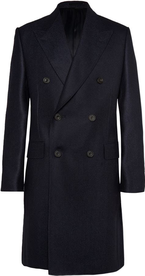 Kingsman Double Breasted Herringbone Wool Overcoat 2495 Mr Porter