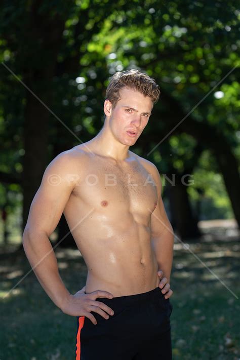 Hot Sweaty Shirtless Man Outdoors Rob Lang Images