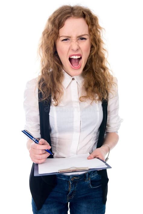 Angry Mad Businesswoman Crazy Boss Furious Woman Screaming Stock Image