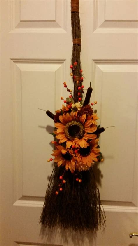 Cinnamon Broom Decorated For Fall Sunflowers Fall Decor Diy Crafts