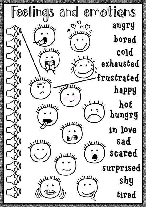 Feelings And Emotions Worksheet Printable