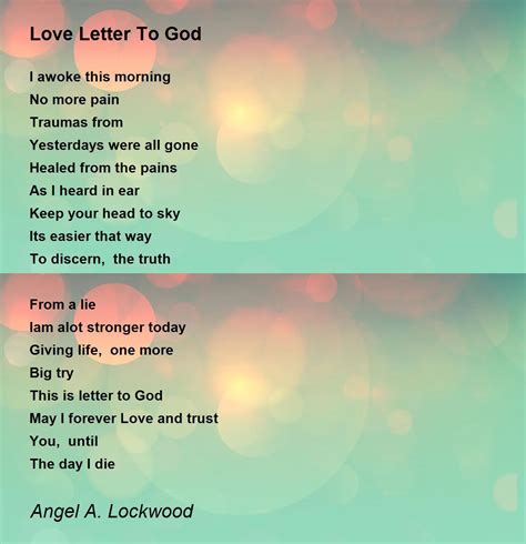 Love Letter To God Love Letter To God Poem By Angel A Lockwood
