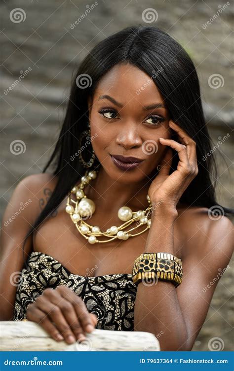 Portrait Of Glamour African American Fashion Model Stock Photo Image