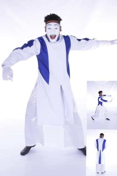 Anointed Worshiper Mime Short Robe Whiteroyal Blue Rejoice Dance