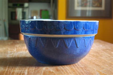 Large Vintage Blue Clay City Pottery Stoneware Mixing Bowl Etsy