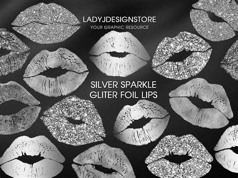 Silver Glitter Sparkle Lips Clip Art Metalic Silver Lips Gold Glitter