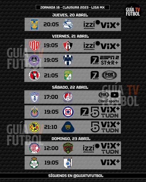 Jornada 16 Liga Mx Clausura 2023 Fútbol En Vivo México Guía Tv Liga Mx