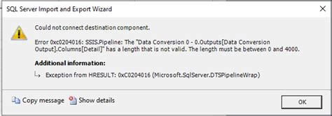 Sql Server Error Xc SSIS Pipeline The Length That Is Not