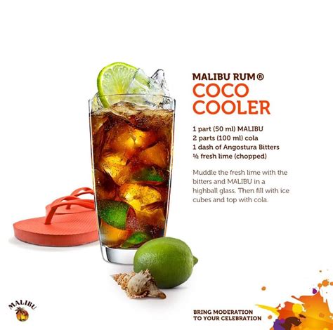 Fill a chilled highball glass with ice cubes. Malibu Coco Cooler | Malibu rum, Rum recipes, Malibu rum drinks