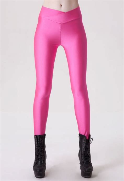 Light Rosy Fluorescent V Waistband Leggings Us1193 Leggings Fashion